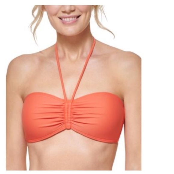 TOMMY HILFIGER Women's Ruched
Halter Bikini Swim Top Emberglow - L Clasp Closure - Picture 5 of 15